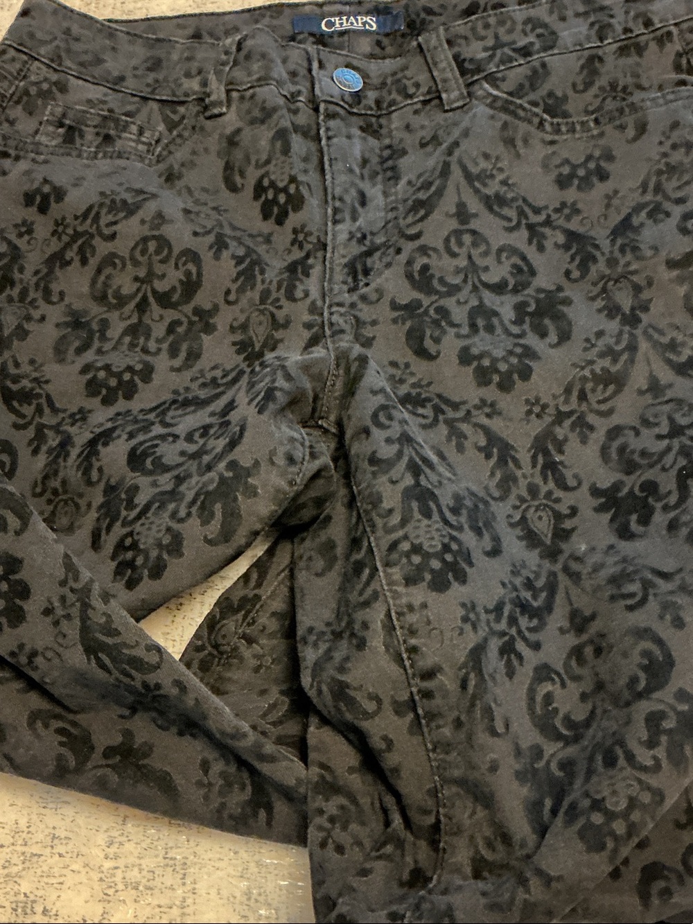 Chaps Black Floral Jacquard High-Rise Jeans